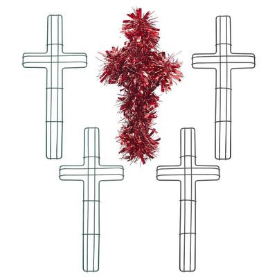 NBEADS 6 Pcs Cross Wreath Frames, Iron Wire Floral Frame Garden Wire Wreath Forms Front Door Wreath Cross for Religion Wedding Church DIY Craft Project,16.4 inchBlack and Green