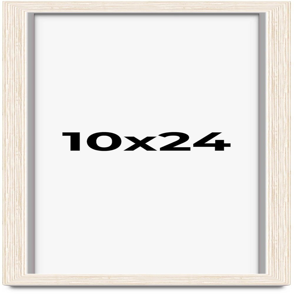 10x24 Shadow Box White Washed Rustic Barnwood | Solid Wood Display Frame | 1.25 Inch Deep | 0.875 Inch Moulding Width | Includes UV Resistant Acrylic Plexiglass, Backing and Hanging Hardware