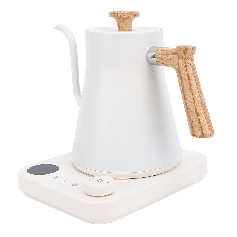 Vikye Electric Gooseneck Kettle, Temperature Control, Stainless Steel Inner, LCD Screen, Balanced Handle, 1200W, 0.9L, Black, for Brewing Coffee, Tea, Boiling Water (US Plug 110V)