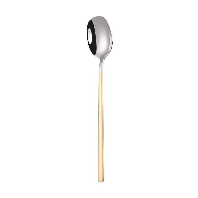 WHIERGGIN Silverware Set, 1/4/6/8/10/12 Pieces Stainless Steel Table Spoons, Household Spoons, Restaurant Creative Rice Spoons(Gold Silver,12Pcs)