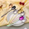 WHIERGGIN Silverware Set, 1/4/6/8/10/12 Pieces Stainless Steel Table Spoons, Household Spoons, Restaurant Creative Rice Spoons(Gold Silver,12Pcs) view 3