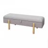 Faux Linen Shoe Bench End of Bed Bench Living Room Footstool with Cushion Entryway Shoe Storage Bench with Hidden Storage Space view 1