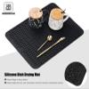 Large 17" x 14" Silicone Dish Drying Mat for Kitchen Counter, Easy clean, Quick Dry, Heat-resistant Dish Drainer Mat for Sink,Refrigerator or Drawer liner (Food Grade Silicone-Black) view 3