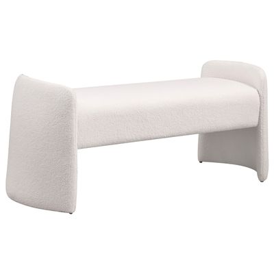 Coaster Home Furnishings - Peoria - Velvet Upholstered Accent Bench with Rounded Supports, Padded with Foam and Backless Design - Kitchen & Dining Room - 47-Inch - Ivory - 910199
