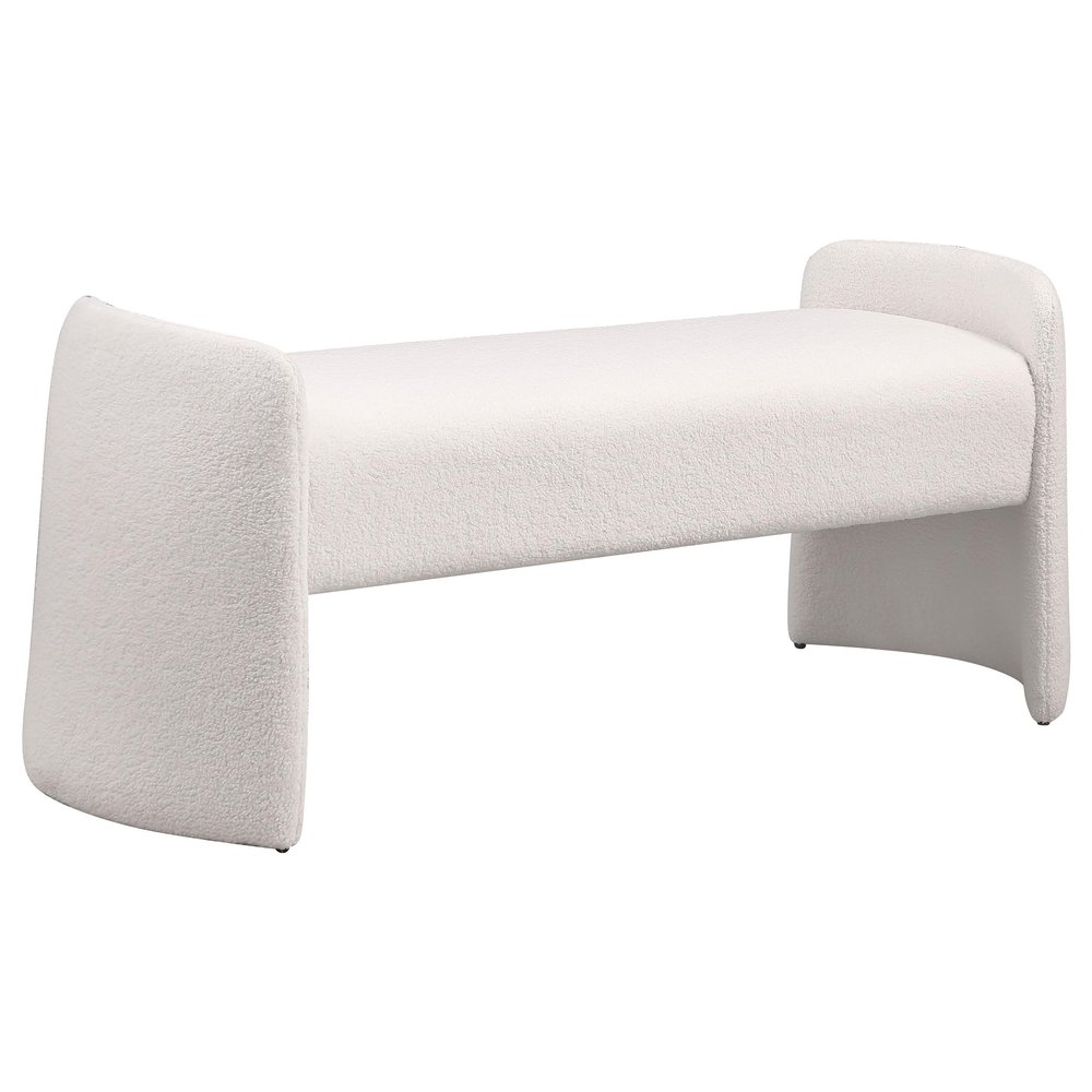 Coaster Home Furnishings - Peoria - Velvet Upholstered Accent Bench with Rounded Supports, Padded with Foam and Backless Design - Kitchen & Dining Room - 47-Inch - Ivory - 910199