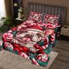 Cartoon Bulldog Kids Bedspread Twin Size,Xmas Ball Pine Leaves Christmas Coverlet Set,Boys Girls Room Decor,Cute Puppy Dog Animal Pet Rustic Quilted Coverlet,Red Green Bedding Quilt,1 Pillowcase view 1