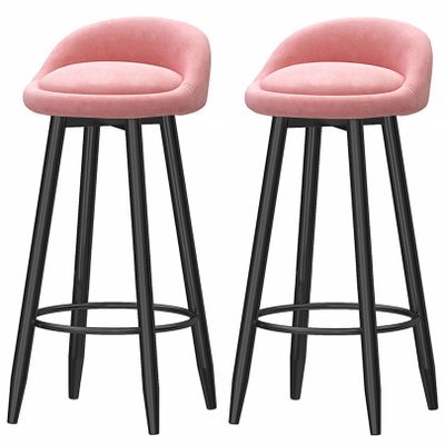 Preferspace Bar Stools Velvet Barstool Chairs with Back and Metal Leg, 26/30in Counter Height Chairs, Modern Pub Coffee Home Dinning Kitchen Island Tall Stools
