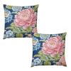 ArogGeld Bright and Cheery Peony Floral Pillow Cover Set of 2 Pink Peony Chinoiserie Flower Cushion Cover Traditional Chinese Chinoiserie Double Side Velvet Pillow Cover Case for Bedroom 20"x20" view 1