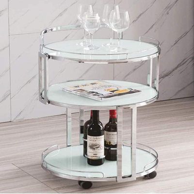 DBZRRKHDC Bar Cart Hotel Serving Cart Living Room, Party Cabinet On Wheels Wine Cart Hotel Wine Tea Drink Kitchen Bar Cart, Silver Black(Silver White)