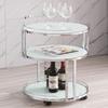 DBZRRKHDC Bar Cart Hotel Serving Cart Living Room, Party Cabinet On Wheels Wine Cart Hotel Wine Tea Drink Kitchen Bar Cart, Silver Black(Silver White) view 1
