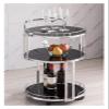 DBZRRKHDC Bar Cart Hotel Serving Cart Living Room, Party Cabinet On Wheels Wine Cart Hotel Wine Tea Drink Kitchen Bar Cart, Silver Black(Silver Black) view 1