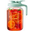 64 oz Glass Pitcher with Lid, Large Wide Mouth Mason Jar with Pour Spout, Green Sun Tea Glass Jar for Outside, Drink Pitcher Great for Drink, Cold Beverages and Breast Milk view 1