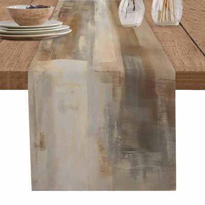Retro Farmhouse Table Runner 70 inch Long, Brown Abstract Gradient Texture Kitchen Art Dining Coffe Table Runners Dresser, Washable Non-Slip Rectangle Table Setting Party Holiday Decor,13" Wx70 L