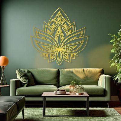 Mandala Lotus Metal Wall Art, Metal Mandala Wall Decor, Lotus Wall Art Metal, Mandala Art Wall Decor, Yoga Wall Art, Religious Wall Decor, Wall Decor Living Room (Gold, 39x39in|100x100cm)