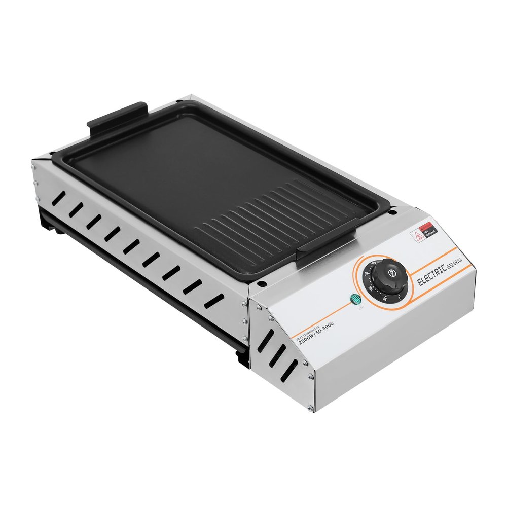 Portable Electric Grill 2500W Indoor Smokeless Searing Grill Commercial Yakitori Griddle Stainless Steel Restaurant Korean BBQ Grill Adjustable Temperature 122-572F (Griddle)
