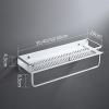 EHCBFCVN Space Aluminum Bathroom Shelf, Wall Mounted Storage Rack, Wall Storage Rack, Skeletonized Design with Hooks and Crossbars, Suitable for Washroom, Kitchen, Student Dormitory(50 * 14 * 13cm) view 2