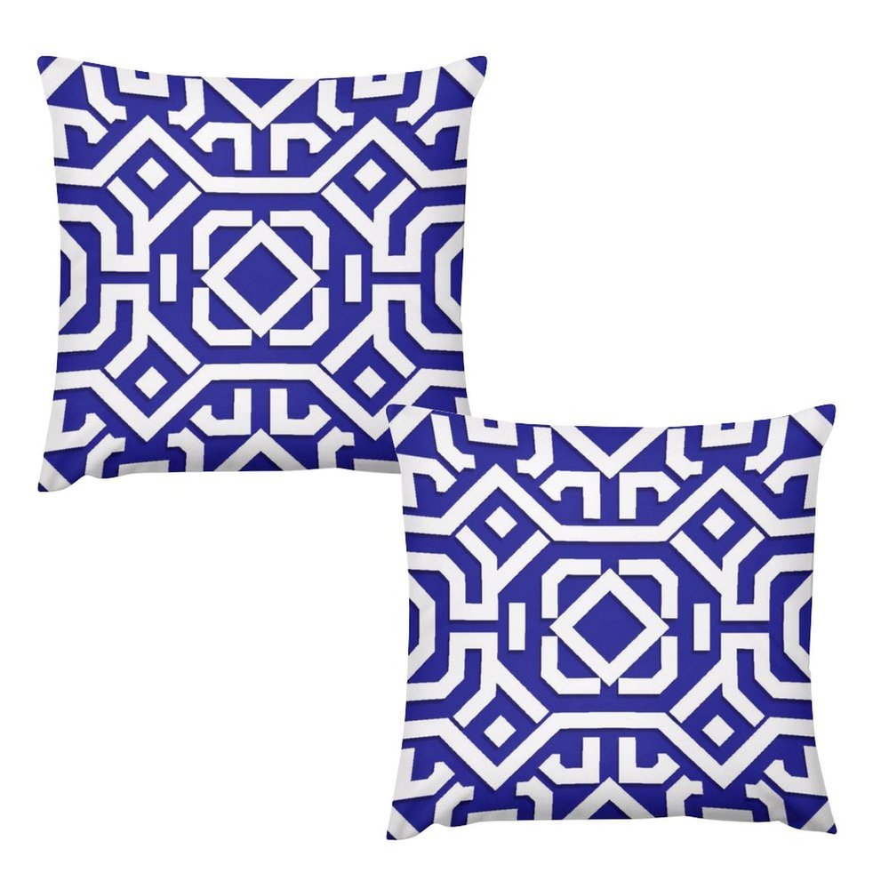ArogGeld Boho Ethnic Bukhara Ikat Textile Blue Throw Pillow Covers 20"x20" Set of 2 Dark Navy Blue Ikat Geometric Throw Pillow Cushion Short Plush Chinoiserie Toss Pillows for Car Chair Sofa