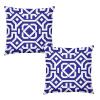 ArogGeld Boho Ethnic Bukhara Ikat Textile Blue Throw Pillow Covers 20"x20" Set of 2 Dark Navy Blue Ikat Geometric Throw Pillow Cushion Short Plush Chinoiserie Toss Pillows for Car Chair Sofa view 1