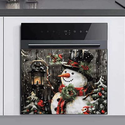 MLGB Christmas Snowman Magnet Dishwasher Front Full Door Cover, Winter Birds Home Appliances Magnetic Fridge Decals Sheet, Christmas Tree Magnetic Sticker (23" x 17")