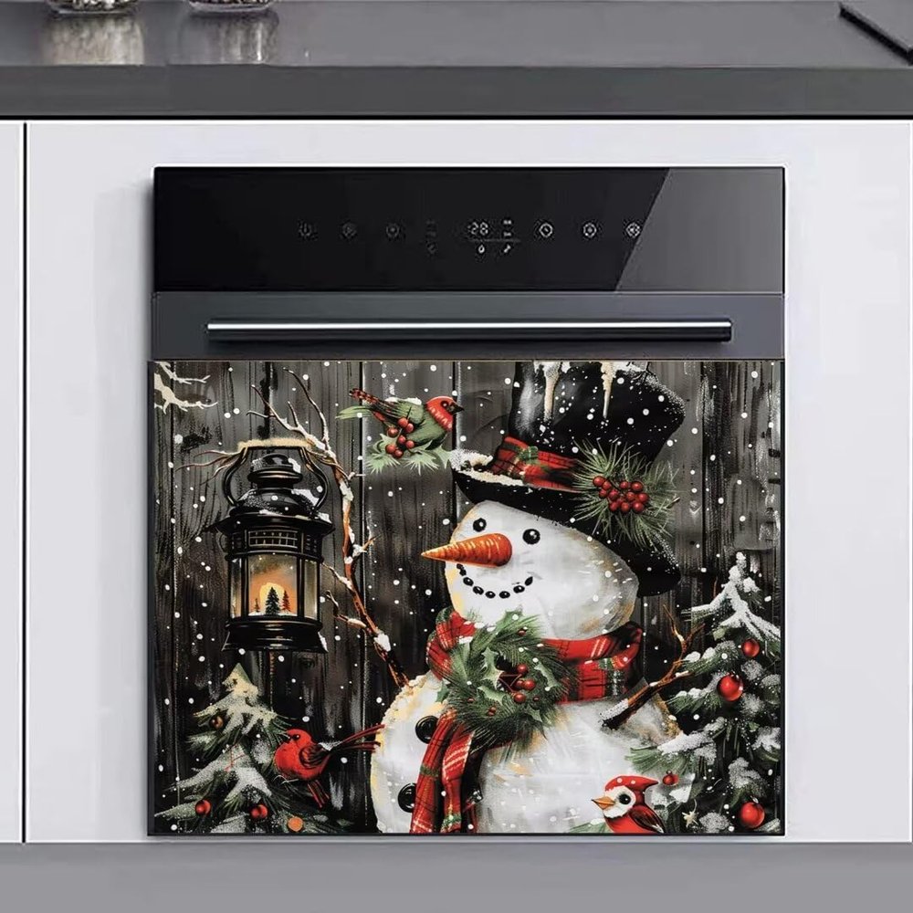 MLGB Christmas Snowman Magnet Dishwasher Front Full Door Cover, Winter Birds Home Appliances Magnetic Fridge Decals Sheet, Christmas Tree Magnetic Sticker (23" x 17")