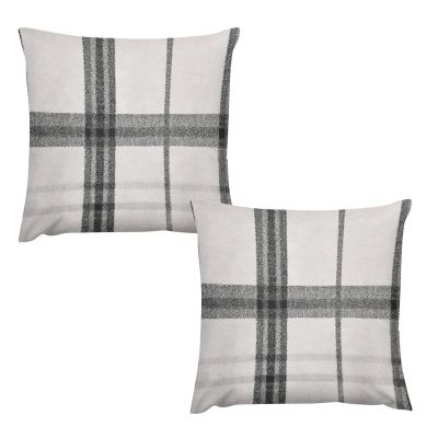 ArogGeld Gray Black Buffalo Check Sofa Pillow Cover Set of 2 Vintage Tan Plaid Charcoal Throw Pillow Cushion Chinoiserie Double Side Velvet Throw Pillow Case for Living Room Bedroom 20"x20"