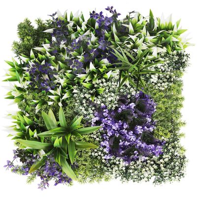 SunnyRoyal 6 Pcs Artificial Boxwood Panel 20"x20" 3D Grass Wall Panels Greenery Backdrop Decor Privacy Hedge Fence Screen for Outdoor Indoor Backyard Garden Decoration, Purple Green