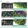 SunnyRoyal 6 Pcs Artificial Boxwood Panel 20"x20" 3D Grass Wall Panels Greenery Backdrop Decor Privacy Hedge Fence Screen for Outdoor Indoor Backyard Garden Decoration, Purple Green view 4