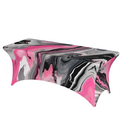 Drtgeds Abstract Marble Gray Artistic 6ft Universal Rectangular Fitted Tablecloth, Stretch Table Covers for Wedding, Banquet and Party