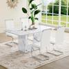 63'' Marble Dining Table Set - Rectangular Pattern MDF Top and Base, 4 PU Leather Chairs with Chrome Legs view 1