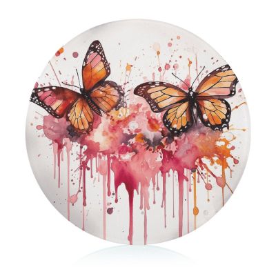 Butterfly Drip Spray Watercolor Cutting Board Decorative Tempered Glass Chopping Blocks Nonslip Food Tray Chopping Mat for Kitchen Home