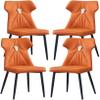 HAOKAZLBR Modern Dining Room Chairs Upholstered Dinner Chair Kitchen Dining Chairs Set of 4 Leather Kitchen Living Room Lounge Counter Chairs Sturdy Carbon Steel Metal Legs(Orange) view 1