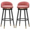 Round Bar Stools Set of 2, 65/75cm Height Bar Chairs 360 Swivel Counter Height Stools with Velvet Upholstered Seat and Black Metal Legs, Modern Tall Bar Stools for Kitchen Counter Bistro Pub view 1