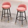Round Bar Stools Set of 2, 65/75cm Height Bar Chairs 360 Swivel Counter Height Stools with Velvet Upholstered Seat and Black Metal Legs, Modern Tall Bar Stools for Kitchen Counter Bistro Pub view 2