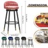 Round Bar Stools Set of 2, 65/75cm Height Bar Chairs 360 Swivel Counter Height Stools with Velvet Upholstered Seat and Black Metal Legs, Modern Tall Bar Stools for Kitchen Counter Bistro Pub view 3