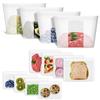 Bundle of 4 Pack 100% Silicone Reusable Food Storage Bags 50.7oz Translucent + 8 Pack 100% Silicone Reusable Sandwich Bags & Snack Bags view 1