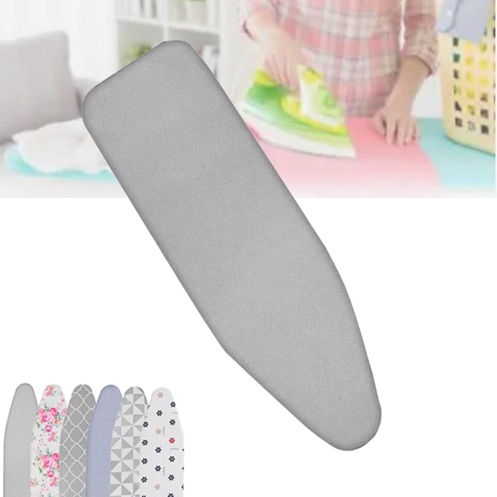 TAJMDGW Ironing Board Cover Pad Cotton 12x36in 15x48in, Ironing Board Pad Heavy Duty, Scorch Resistant Iron Board Cover with Thick Padding 2 Layers(Silver,12X 36 Inch (30 X 90 Cm))