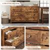 AMERLIFE 2-Piece Bedroom Set, Queen Bed Frame & 6 Drawer Dresser, Platform Bed with 51.2" LED Bookcase Headboard & Under-Bed Storage, Farmhouse Wood Bedroom Furniture Set view 4