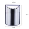 DUANZEYUQA Wastepaper Basket Small Trash Can Mini Stainless Steel Desktop Trash Can Swing Cover Desktop Storage Bucket Dining Table Tube Garbage Can(Blue)(Metallic) view 2