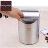 DUANZEYUQA Wastepaper Basket Small Trash Can Mini Stainless Steel Desktop Trash Can Swing Cover Desktop Storage Bucket Dining Table Tube Garbage Can(Blue)(Metallic) view 3