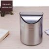 DUANZEYUQA Wastepaper Basket Small Trash Can Mini Stainless Steel Desktop Trash Can Swing Cover Desktop Storage Bucket Dining Table Tube Garbage Can(Blue)(Metallic) view 4