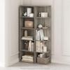 Furinno Reed Corner Shelf, 5-Tier Corner Bookshelf, Book Shelf, Corner Shelves, Storage Rack, for Organization and Storage, Home Office, Living Room, French Oak view 2