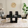 63'' Marble Dining Table Set for 4, 5 Piece Dining Table Set, Rectangular Marble Pattern MDF Dining Table Top and Base, 4 PU Leather Dining Chairs with Chrome Plated Metal Legs for Dining Room. view 2