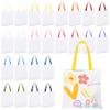 VELTAUTY 8.5 x 8 Inch Mini Tote Bags Sublimation Blanks Tote Bag Small Canvas Tote Bag Reusable Grocery Bags (12, White With Colorful Handle, 8 x 9 Inch) view 1