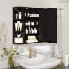 Tangkula Bathroom Medicine Cabinet with Mirror, Modern Wall Mounted Space-Saving Storage Organizer with Mirrored Door, 4 Internal Shelves & 6 Open Side Shelves, Bathroom Wall Cabinet (Black) view 2