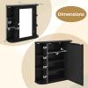 Tangkula Bathroom Medicine Cabinet with Mirror, Modern Wall Mounted Space-Saving Storage Organizer with Mirrored Door, 4 Internal Shelves & 6 Open Side Shelves, Bathroom Wall Cabinet (Black) view 3