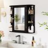 Tangkula Bathroom Medicine Cabinet with Mirror, Modern Wall Mounted Space-Saving Storage Organizer with Mirrored Door, 4 Internal Shelves & 6 Open Side Shelves, Bathroom Wall Cabinet (Black) view 4