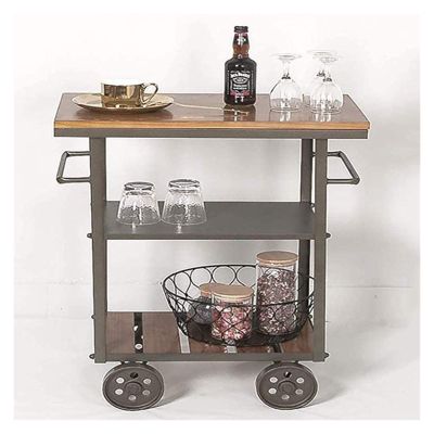 EHVYBDX Trolley Bar Serving Cart, Wine Cart for Home Kitchen Hotel Metal Industrial Rolling Carts, 3-Tier Bar Serving Trolley,Multifunction Utility Cart