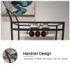 EHVYBDX Trolley Rolling Serving Cart Bar Serving Cart Home Rustic Mobile Kitchen Serving cart Industrial Vintage Style Wood Metal Serving Trolley,with Wine Glasses Hooks view 4