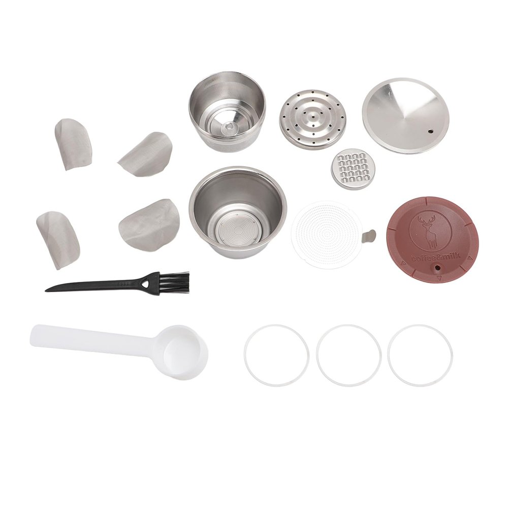 Zerodis Stainless Steel Metal Coffee Capsule, Reusable Capsule Coffee Pods for Refilling Capsules Pods Silicone Lid Portable Multifunctional for Home Office Travel