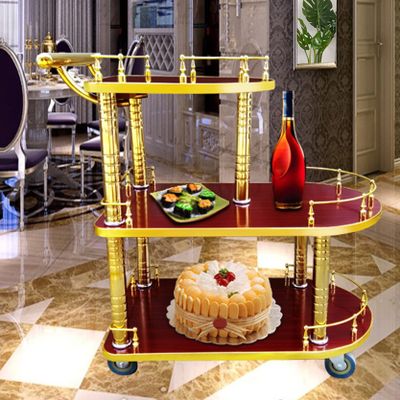 EHVYBDX Trolley Bar Cart Kitchen Serving Cart Metal Frame Bar Serving Carts with Guardrail Mobile Coffee Wine Trolley on Universal Wheels with Brake for Home